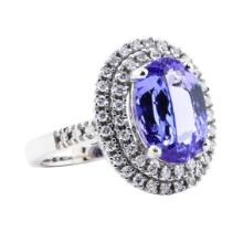 4.75 ctw Tanzanite And Diamond Ring - 14KT White Gold