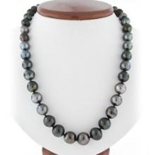 18" Graduated Large Cultured Tahitian Gray Pearl Strand Necklace 8.25-11.75mm