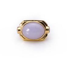 18K Yellow Gold Jadeite & Sapphire Ring