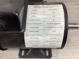 New Unused TEFC AC Induction Electric Motor, 1 Hp 230 Volt 1 Phase, 3450 rpm