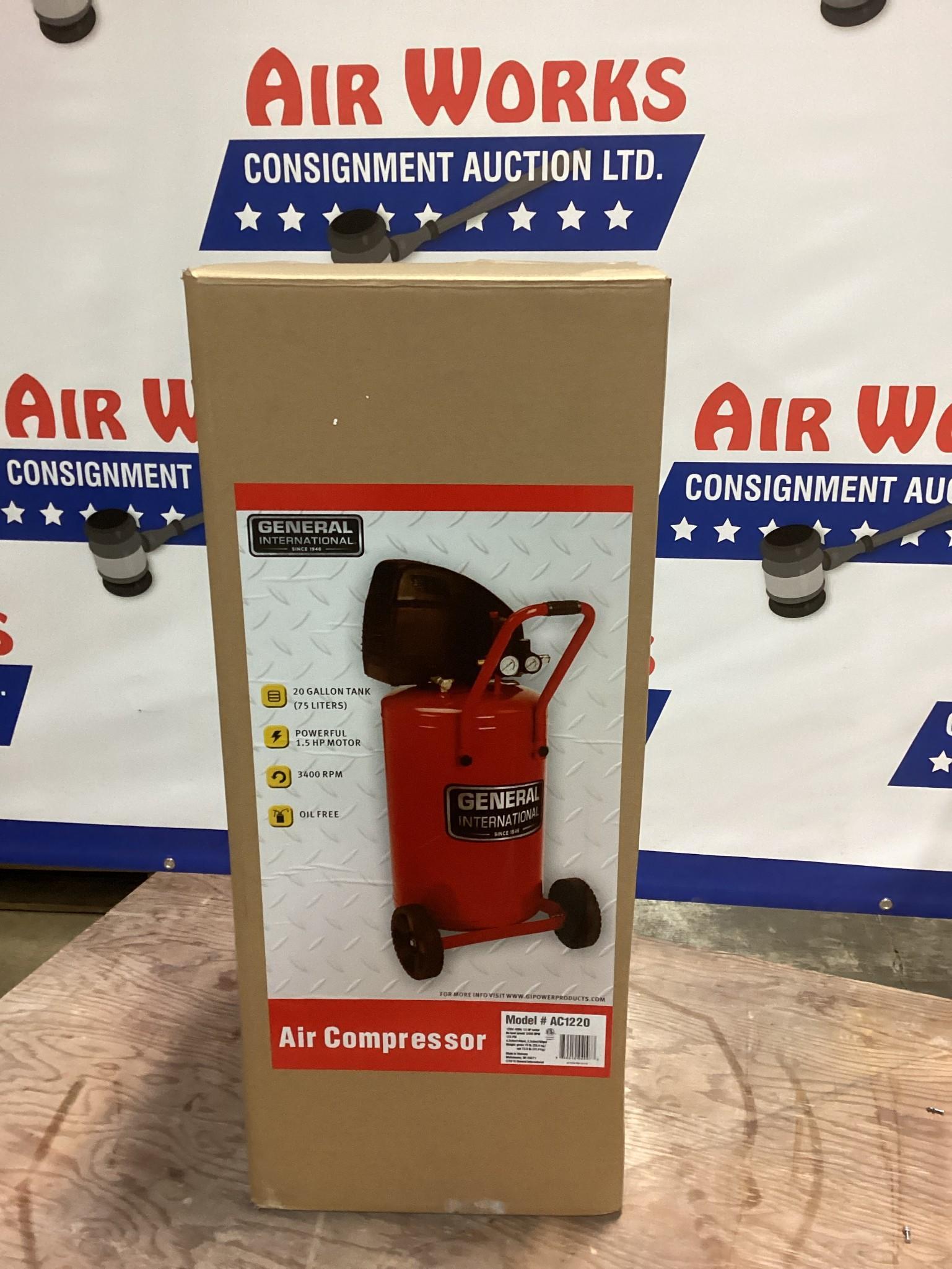 New Unused General Model AC1220 Air Compressor, 20 Gallon Tank