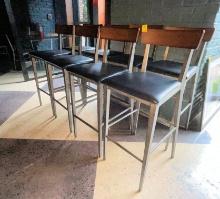 QTY. 8 - BAR STOOLS, WOOD AND LEATHER, BRAND: EAST COAST FURNITURE, X $