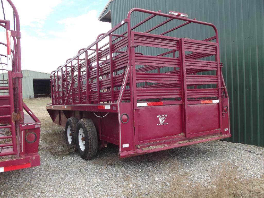 20' T/A GOOSENECK LIVESTOCK TRAILER, (2) DIVIDER GATES, BIG SWING GATE & SLIDING GATE, BILL OF SALE