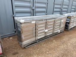 Unused 10' 18 Drawer and 2 Door Stainless Steel Workbench