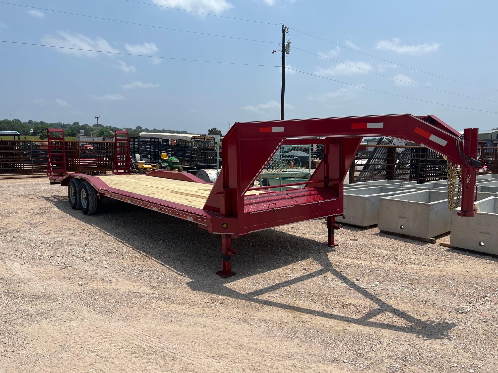 2024 Double A 102"X28' Gooseneck Drive-Over Fender Trailer with 2 Fold-Up Ramps, Dual Jacks and