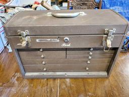 VINTAGE PARK MACHINIST TOOL BOX WITH CONTENTS