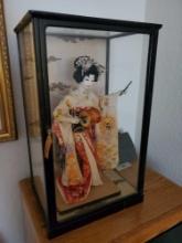 PAPER MACHE GEISHA DOLL IN CASE