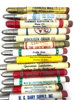 20 - VINTAGE ADVERTISING FEED SERVICE COMPANY BULLET PENCILS