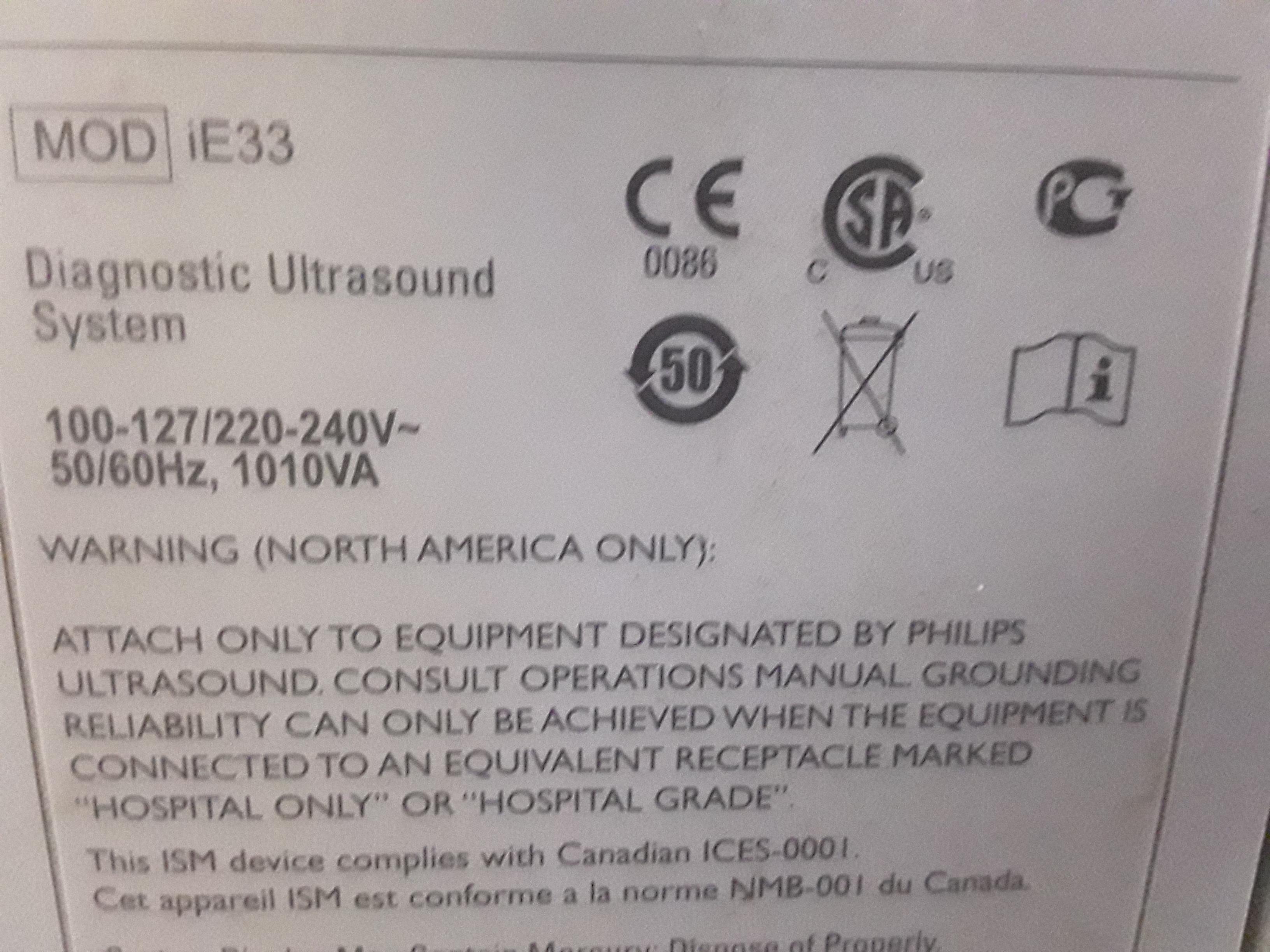 Philips IE33 A-E Cart Ultrasound - 377631