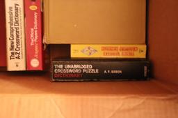 Large collection of books including dictionaries, crosswords and misc.