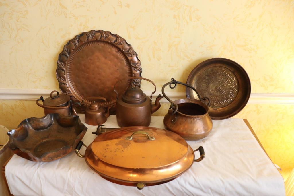 Large Quantity of Old Copper Kitchen Items