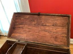 Large Primitive Wooden Trunk