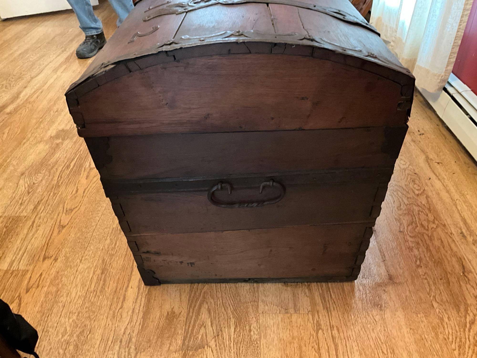 Large Primitive Wooden Trunk