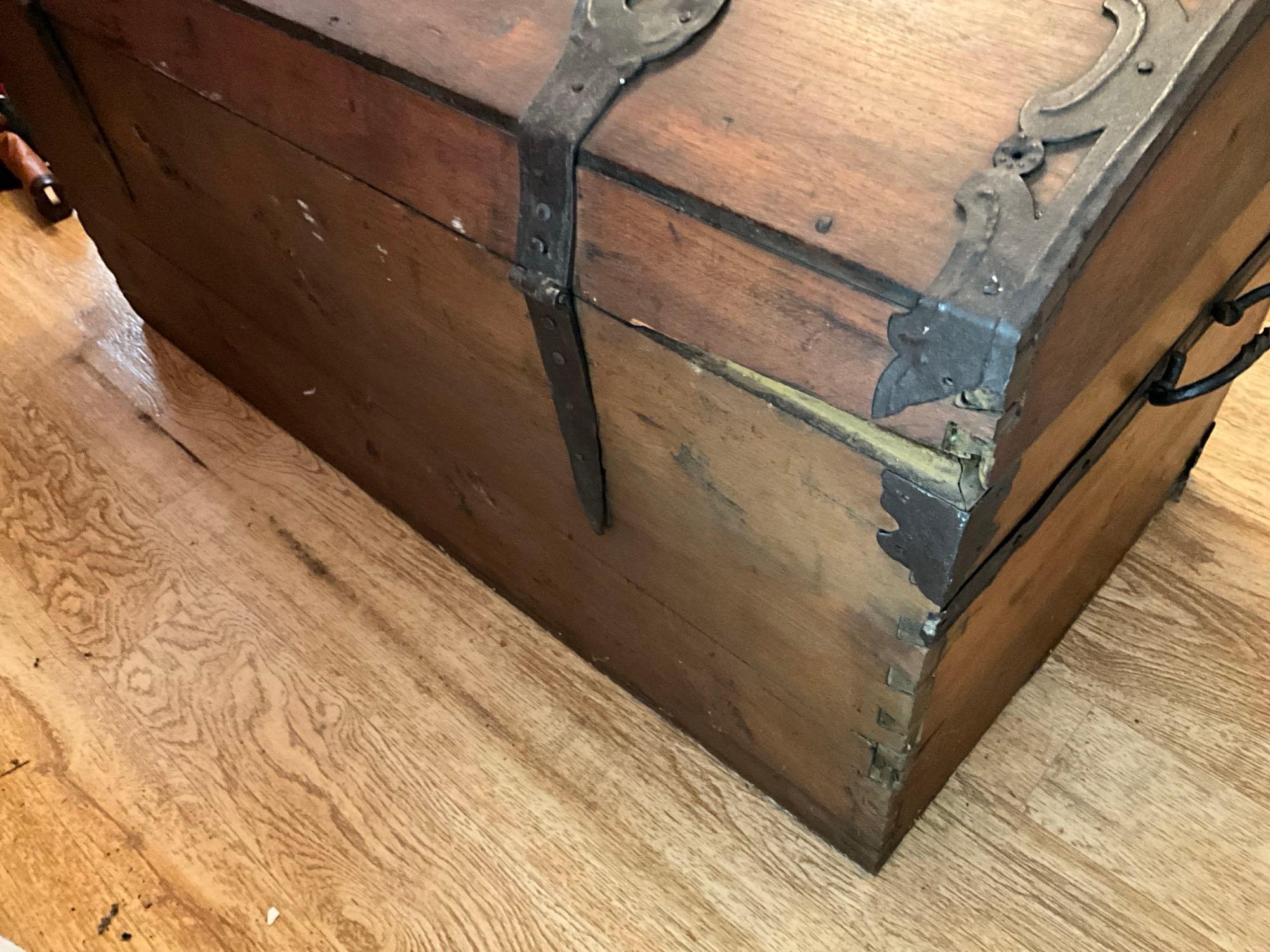 Large Primitive Wooden Trunk