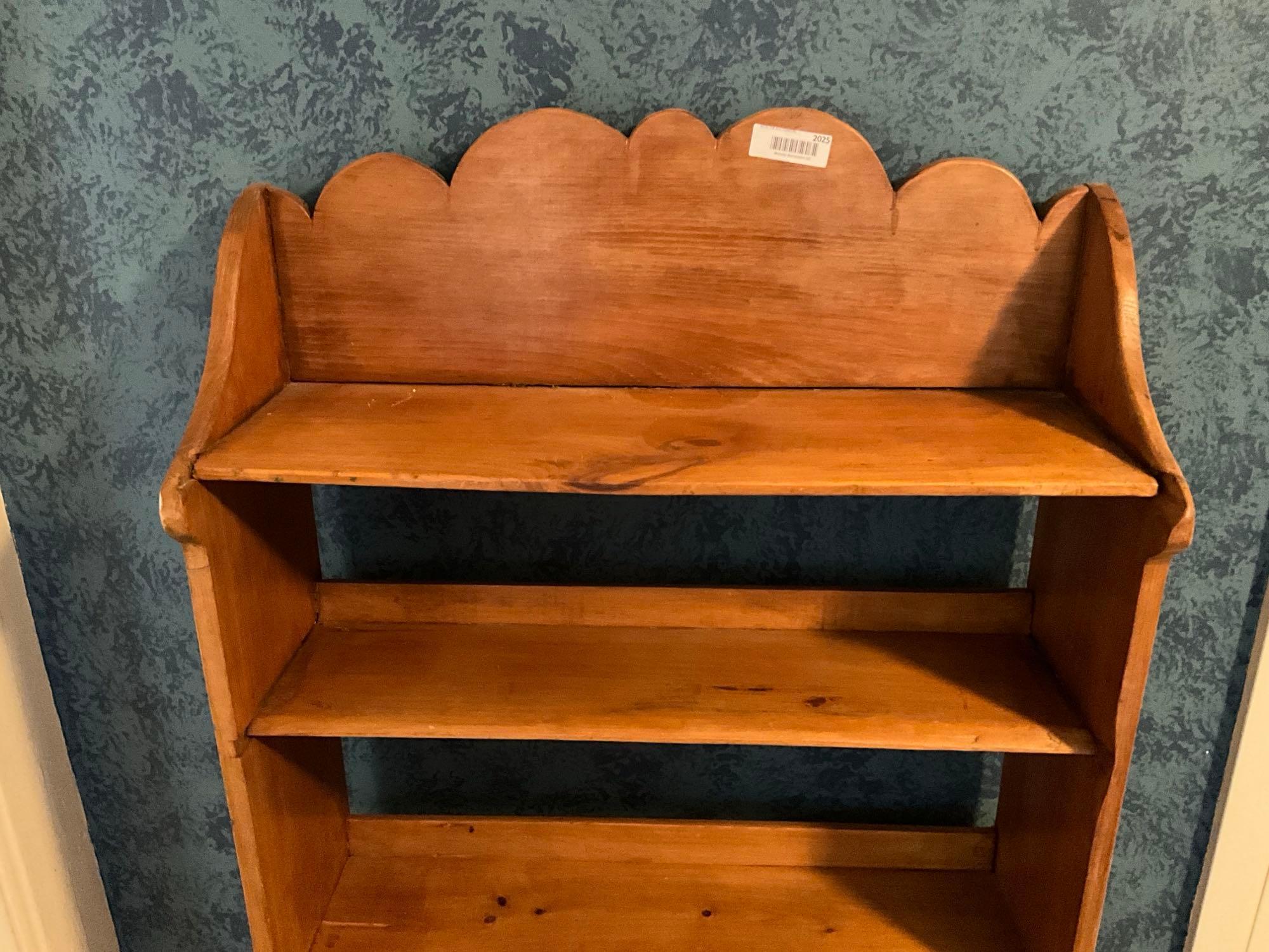 Early Wooden Bookcase with Scallop top