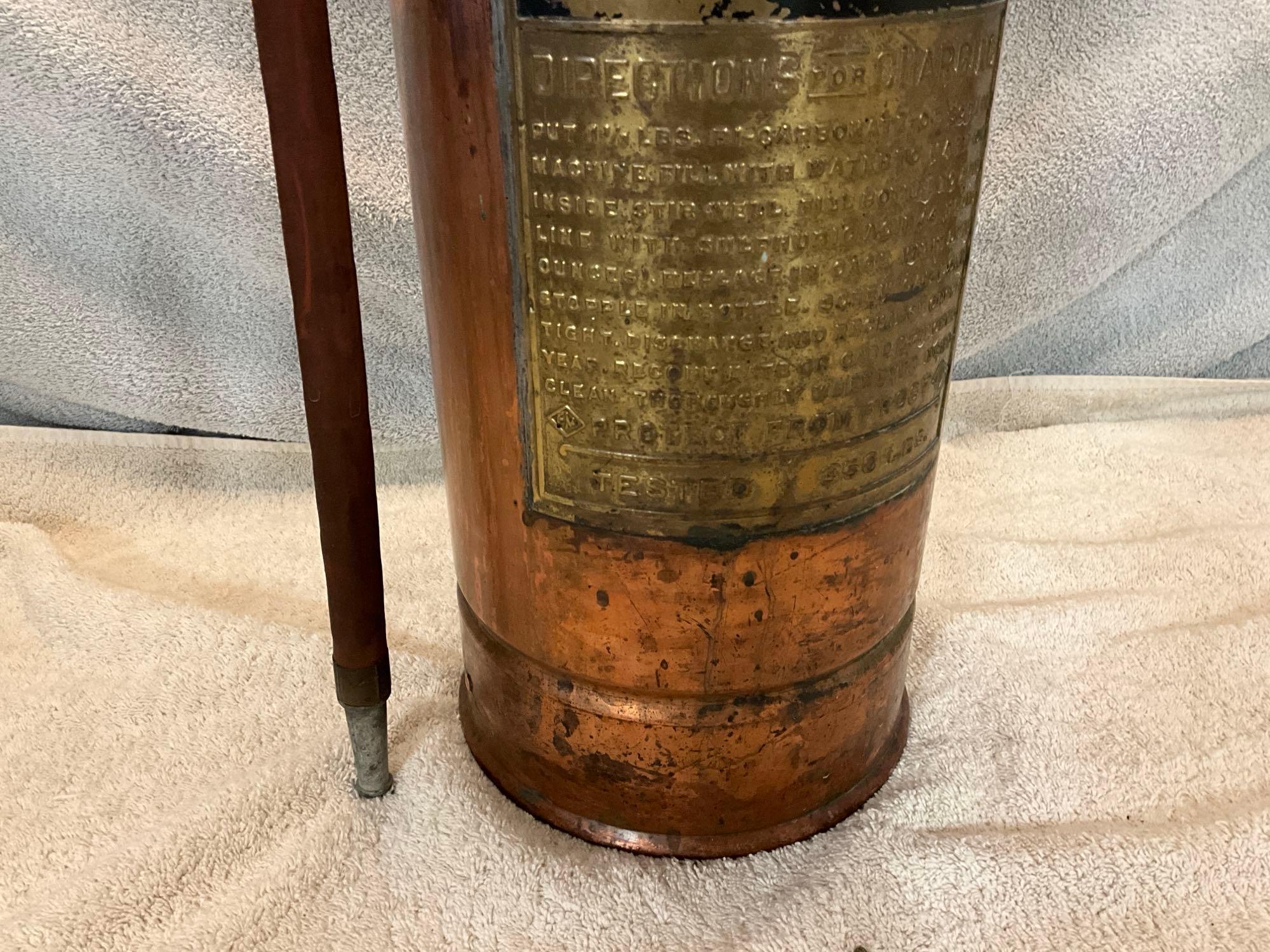 W.D. Allen MFG CO First Aid copper fire extinguisher