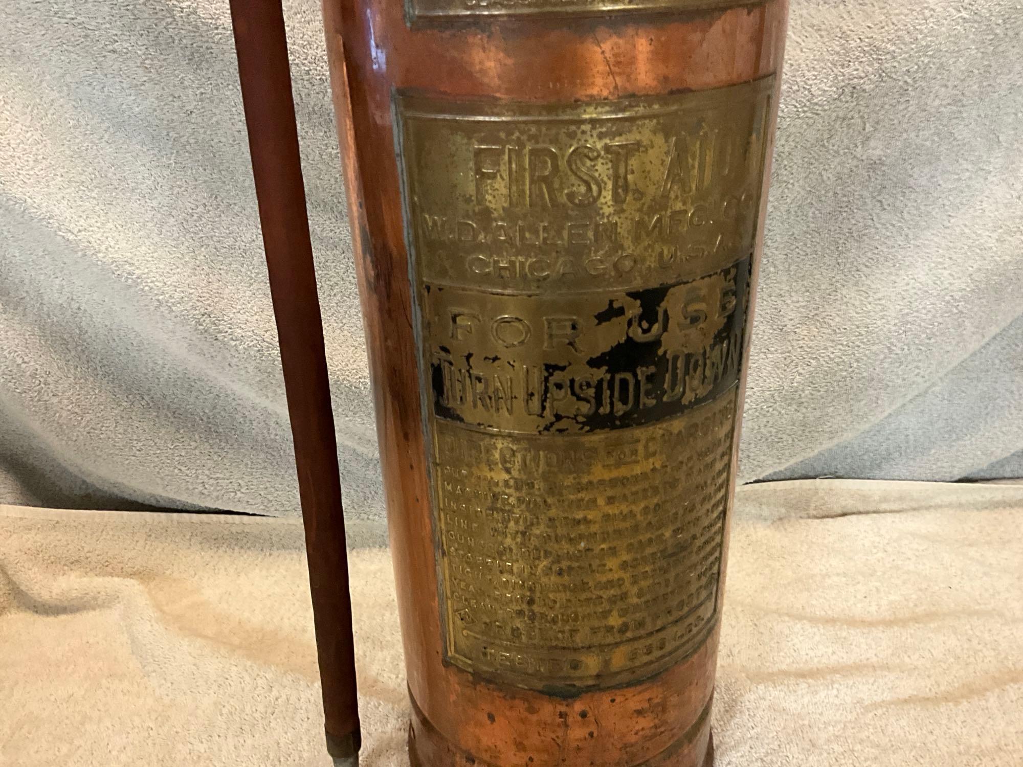 W.D. Allen MFG CO First Aid copper fire extinguisher