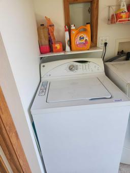 GE Washer, Whirlpool Electric Dryer, and Contents
