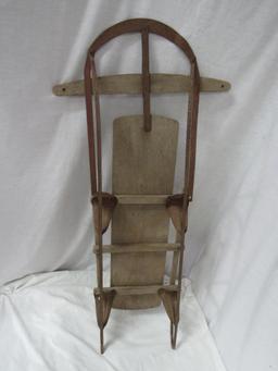 ANTIQUE WOODEN AND STEEL SLED