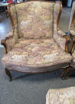 (2) Fireside Chairs & Foot Stool