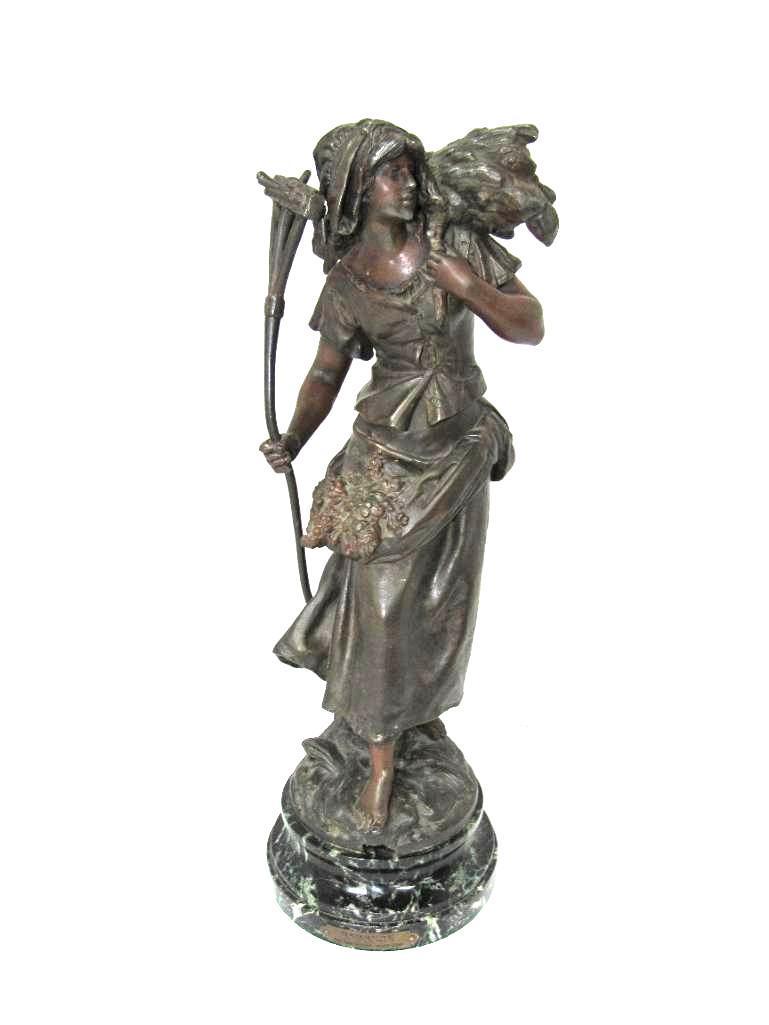 21 in. Tall Faneuse Bronze Spelter on Granite Base Statue