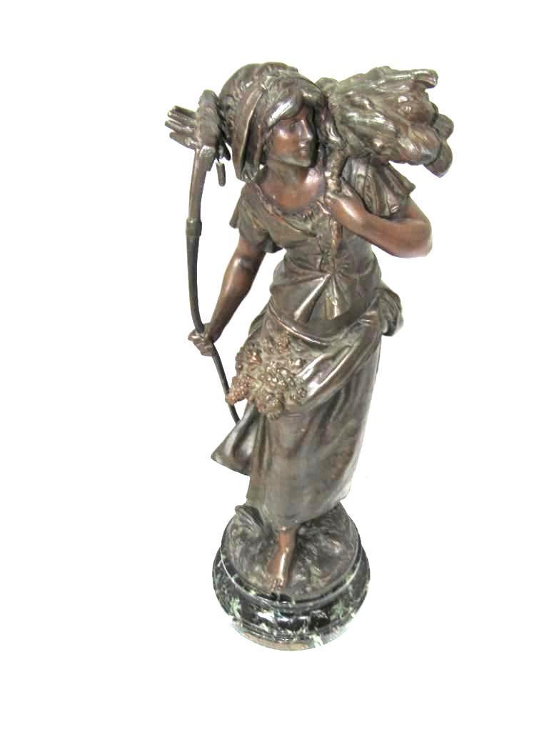 21 in. Tall Faneuse Bronze Spelter on Granite Base Statue