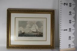 "Light Air of Wind" Frigate Coming into Harbor, London Dean & Son, Threadneedle St. Framed Drawing