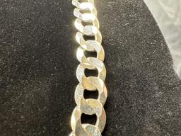 925 Silver Curb Link Necklace 92.67 Grams