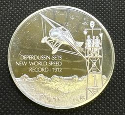 History Of Flight Deperdussin Sets New World Speed Record 1912 Sterling Silver Coin 1.33 Oz