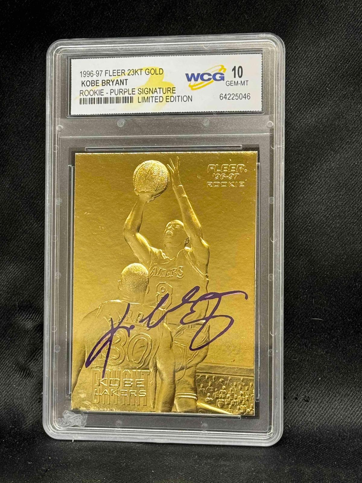 1996-97 Fleer 23kt Gold Kobe Bryant Rookie - Purple Signature Limited Edition WCG 10