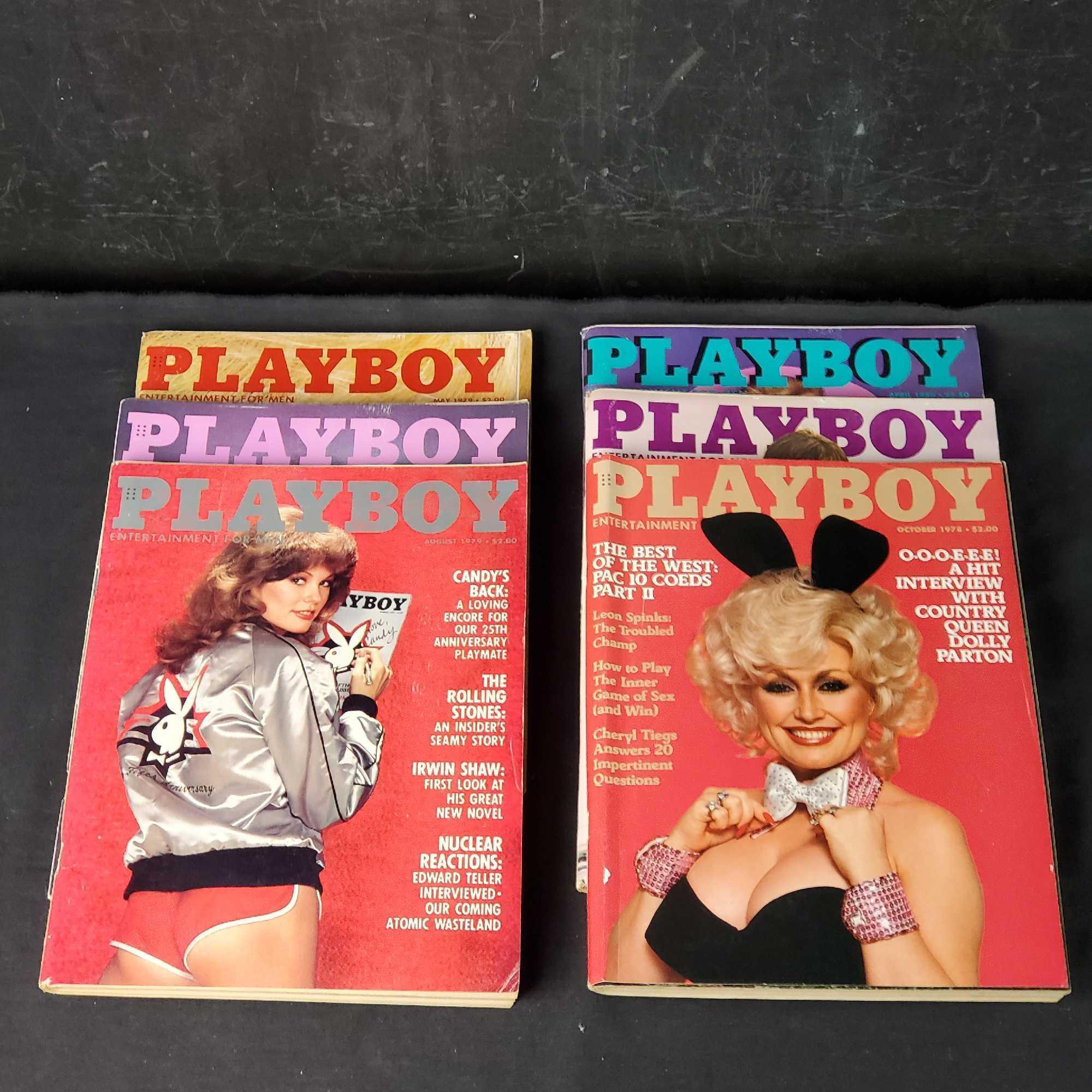 Box of approx. 12 vintage Playboy adult entertainment magazines 1978-1980