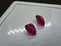 Pair Of Red Heart Cut Ruby Gemstones 1.85 Ct