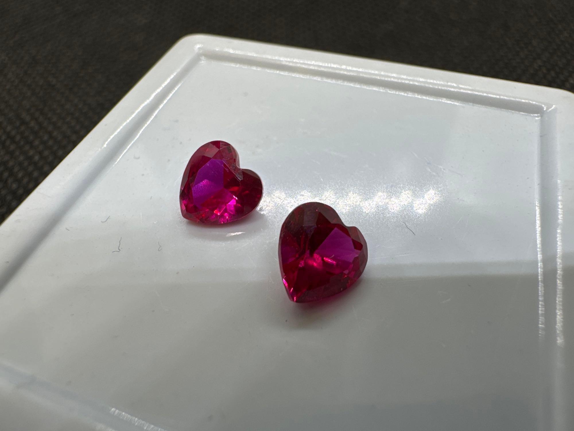 Pair Of Red Heart Cut Ruby Gemstones 1.85 Ct