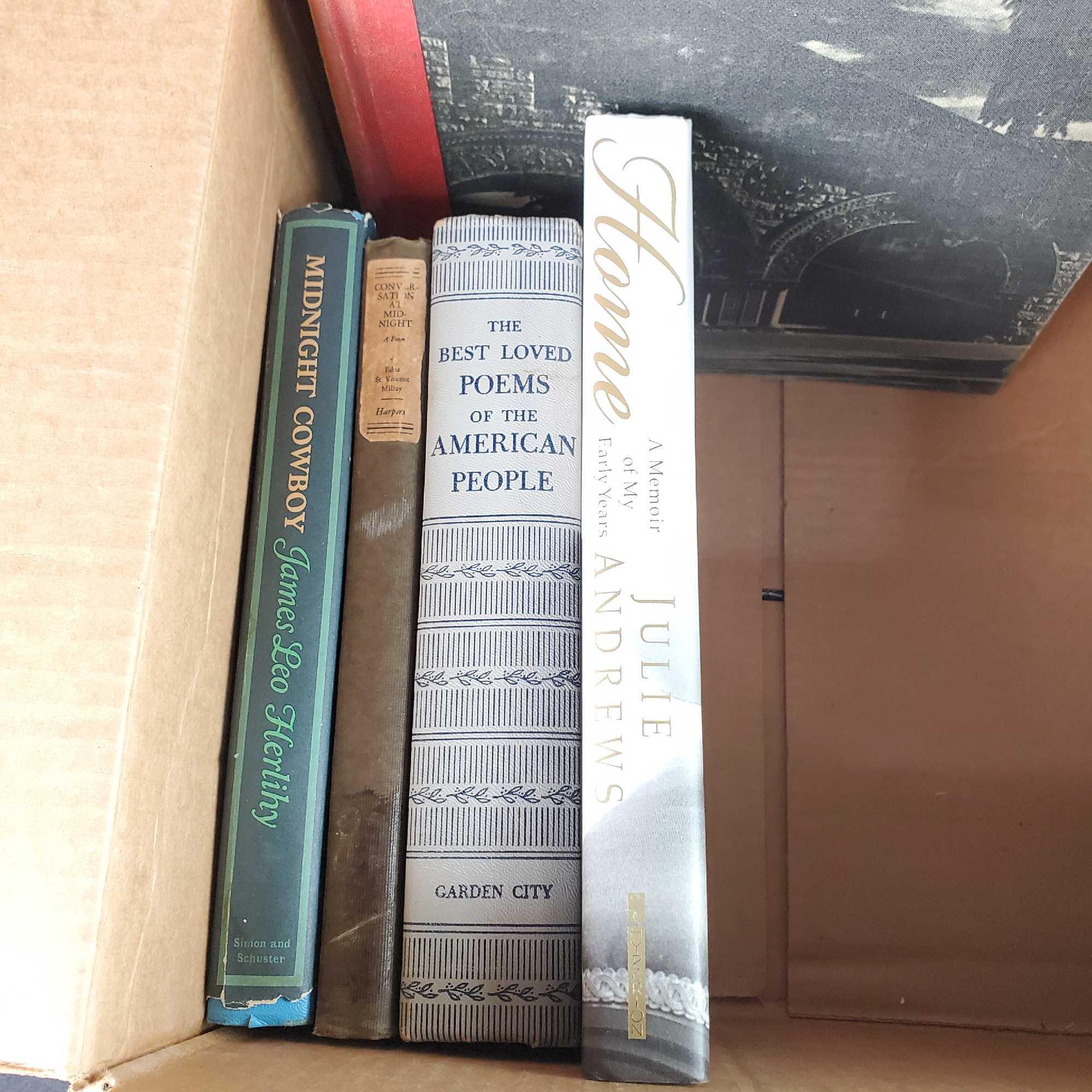 Box of mostly vintage books biographies yearbook etc.