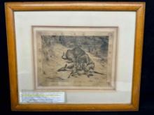 Framed Signed Art Muyden Evert Louis Animals 25x21