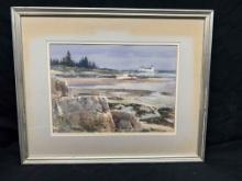 Framed Art Signed Bernard Corey Seascape 17x22