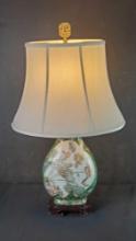 Chinese ceramic/wood floral pattern lamp with lampshade