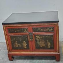 Vintage Chinese 2 door cabnet with black granite top