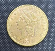 1878 $20 Gold Liberty Coin 33.35 Grams