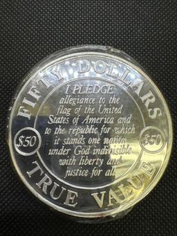 5 Troy Oz 999 Fine Silver Old Glory Bullion Coin