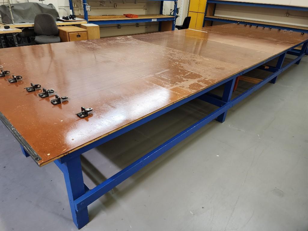 Large wooden sewing table 24ft long