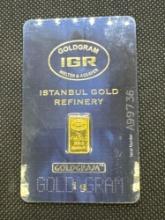 IGR 1 Gram 9999 Fine Gold Bullion Bar