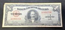 Foreign Bank Note Cuba 1 Peso Serie de 1945