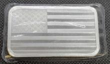 5 Oz .999 Fine Silver American Flag Silver Bar