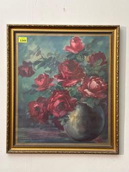 Vintage Framed Rose Print