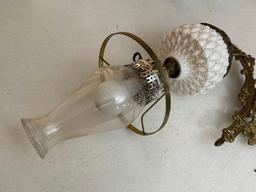 Vintage Wall-Mounted Milk Glass Oil-Style Electric Lamp