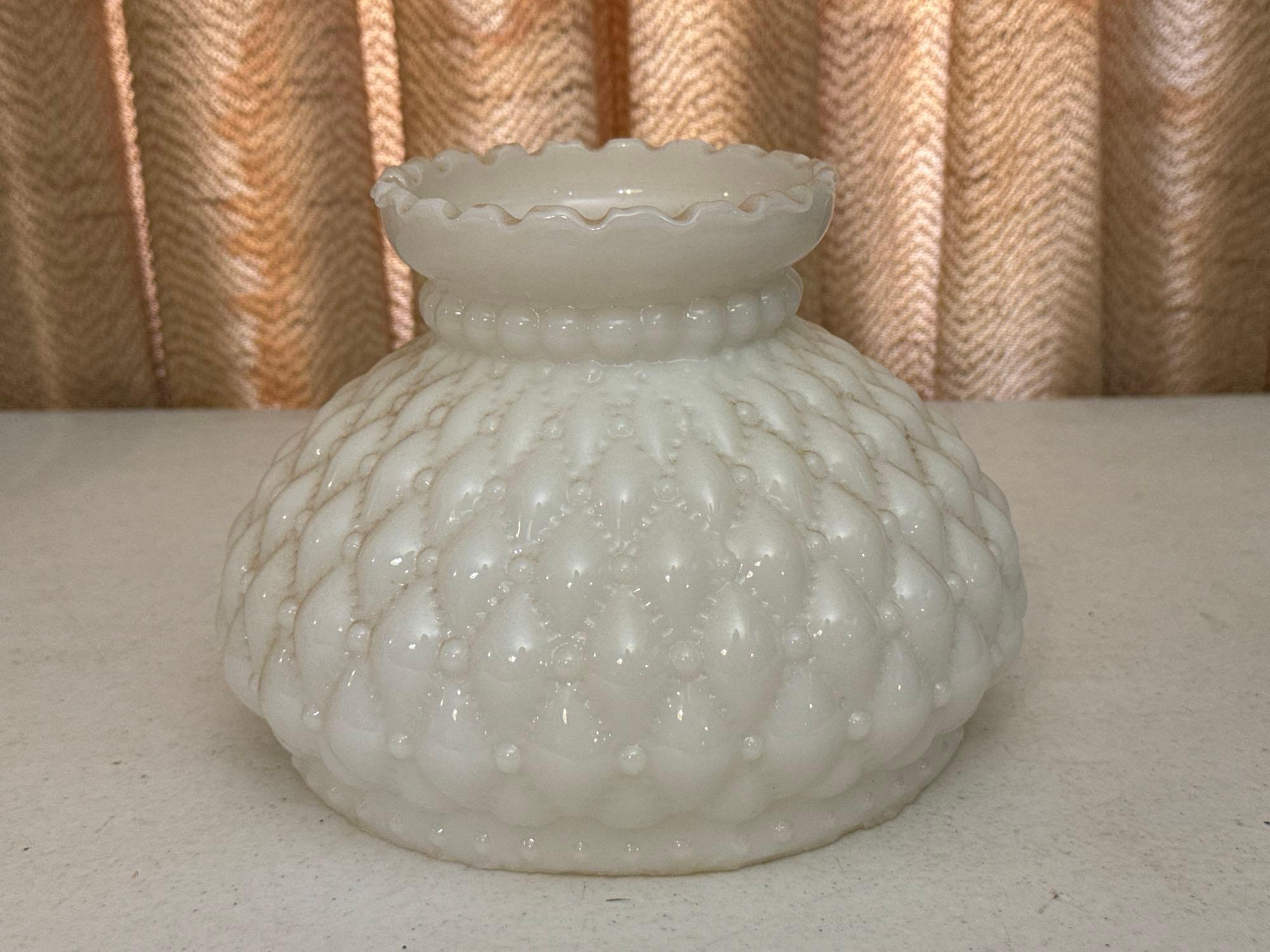 Vintage Wall-Mounted Milk Glass Oil-Style Electric Lamp