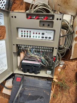 alarm system control box, wires and keypad