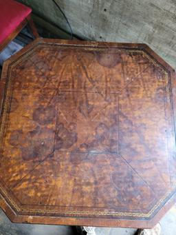 antique wooden table with leather top