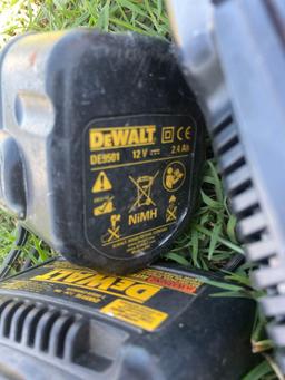 DeWalt battery chargers, and one battery